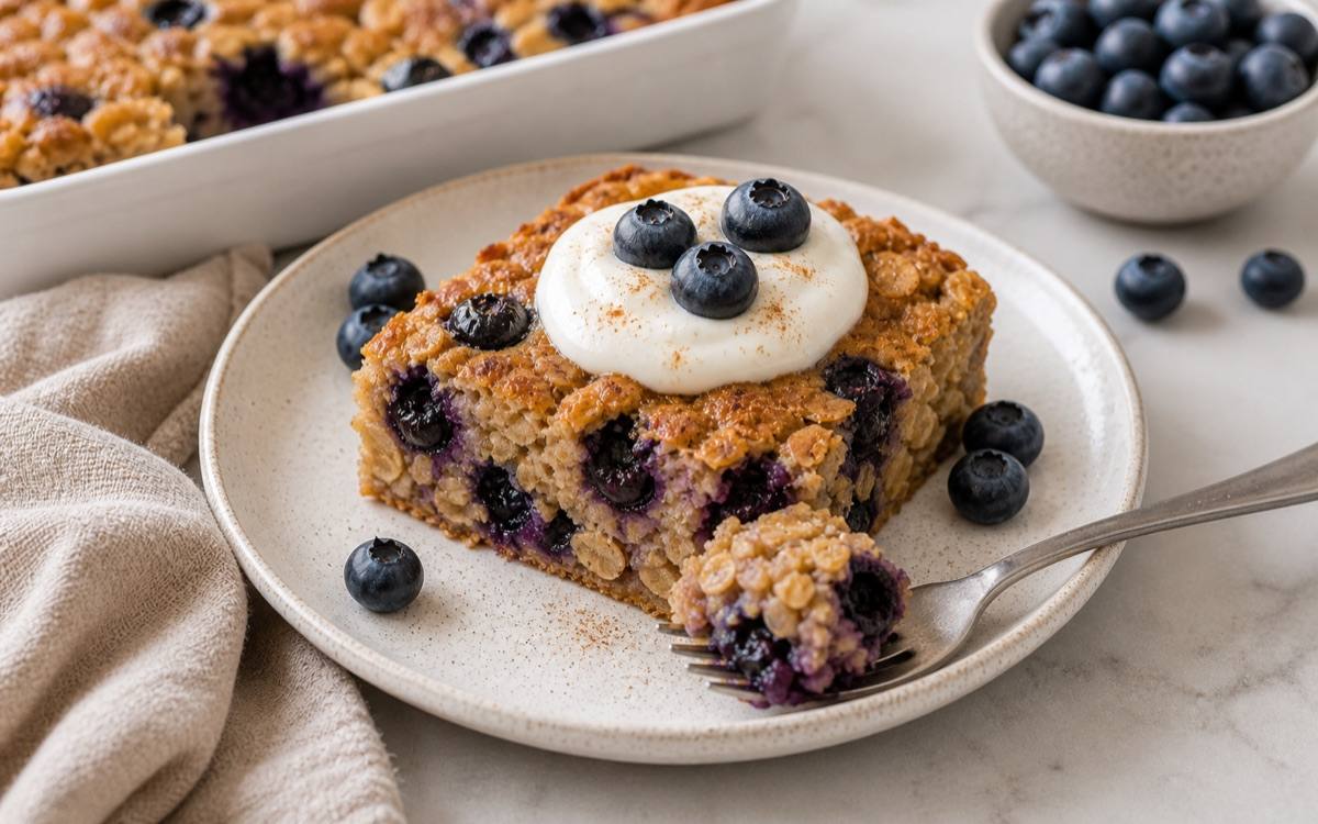 Blueberry Protein Baked Oats