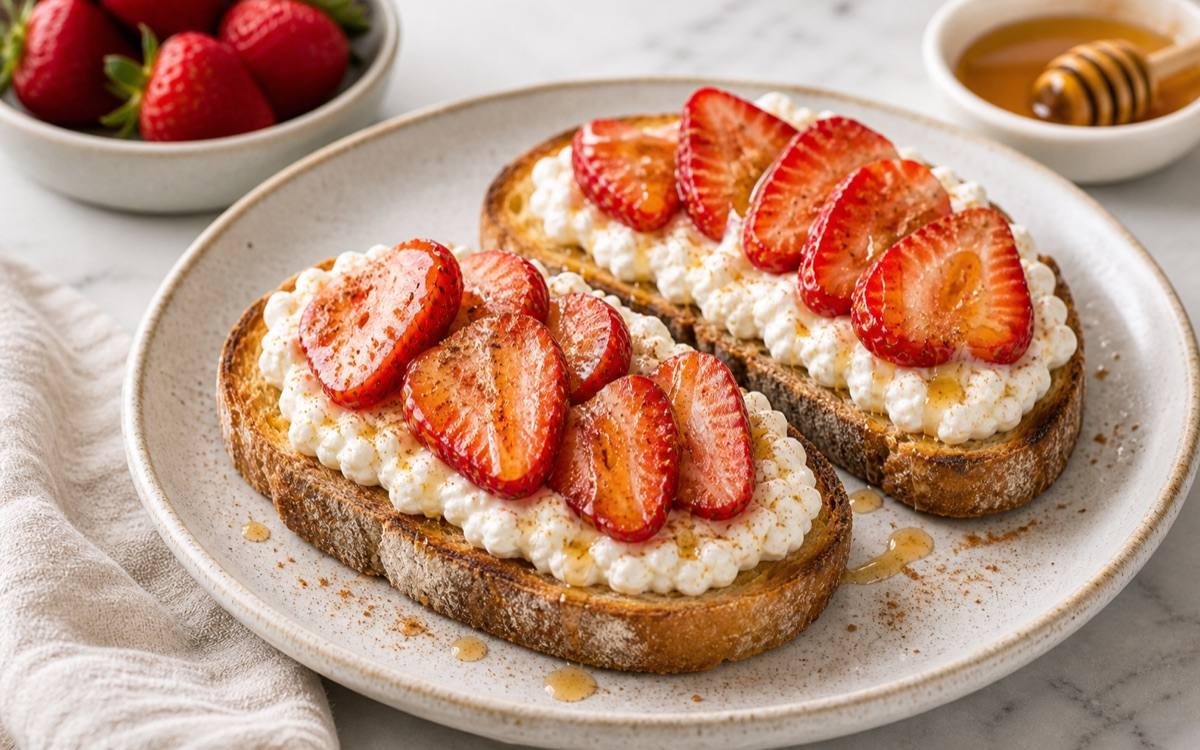 Strawberry Cottage Cheese Toast