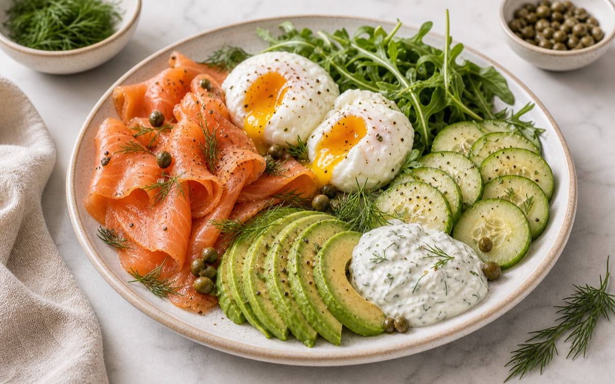 Salmon Avocado Egg Plate